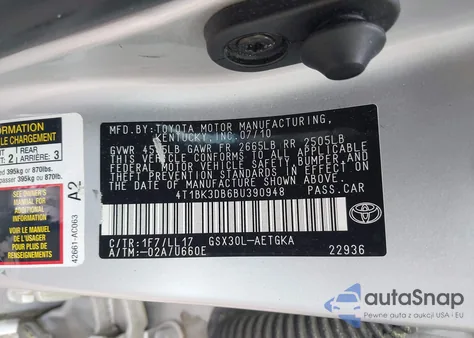 2011 Toyota Avalon from USA, damaged, VIN 4T1BK3DB6BU390948